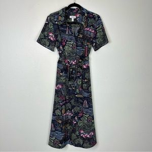 denim & co shirt dress maximalism novelty print short sleeve vacation summer